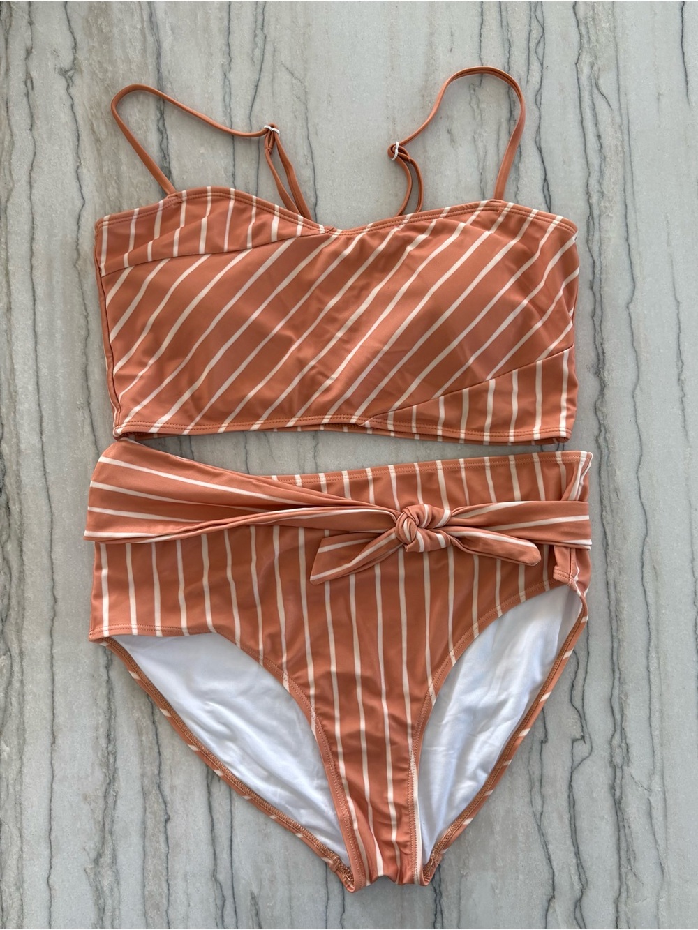 Nani High-Waist Bikini Set in Terracotta Stripe - Women Swim
